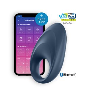 ANEL VIBRATÓRIO COM APP E BLUETOOTH MIGHTY ONE RING SATISFYER AZUL - Image 1