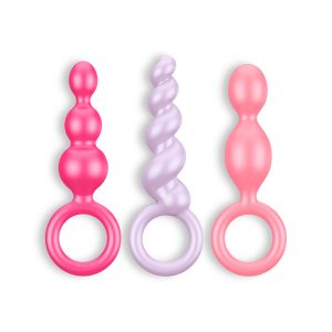 CONJUNTO DE 3 PLUGS ANAIS BOOTY CALL SATISFYER COLORIDOS - Image 1