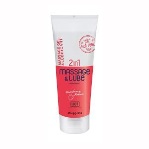 GEL DE MASSAGEM E LUBRIFICANTE 2EM1 COM SABOR A MORANGO HOT™ 200ML - Image 1