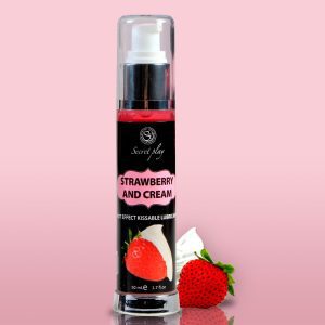 LUBRIFICANTE DE EFEITO CALOR COM SABOR A MORANGO COM NATAS 50 ML SECRET PLAY - Image 1