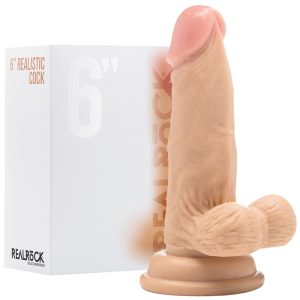 DILDO REALÍSTICO COM TESTÍCULOS REALROCK 6” BRANCO - Image 1