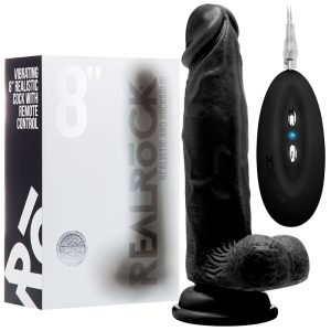 VIBRADOR REALÍSTICO COM TESTÍCULOS REALROCK 8” PRETO - Image 2