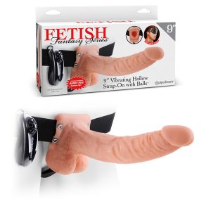 STRAP-ON OCO COM VIBRAÇÃO E TESTÍCULOS 9" FETISH FANTASY SERIES BRANCO - Image 2