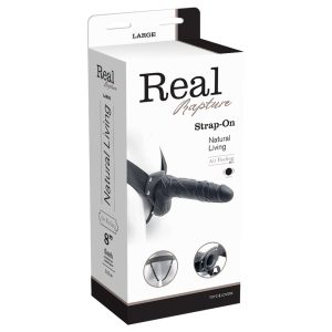 STRAP-ON OCO COM VIBRAÇÃO E TESTÍCULOS REAL RAPTURE AIR FEELING 8" PRETO - Image 2