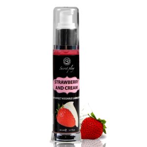 LUBRIFICANTE DE EFEITO CALOR COM SABOR A MORANGO COM NATAS 50 ML SECRET PLAY - Image 1