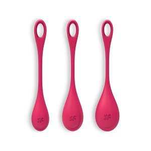 CONJUNTO DE 3 BOLAS KEGEL YONI POWER 1 SATISFYER VERMELHAS - Image 4