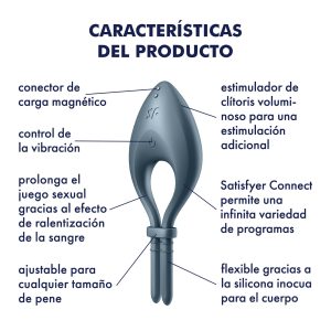 ANEL VIBRATÓRIO BULLSEYE COM APP SATISFYER AZUL ESCURO - Image 7