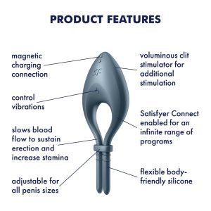 ANEL VIBRATÓRIO BULLSEYE COM APP SATISFYER AZUL ESCURO - Image 8