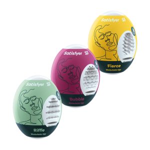 PACK DE 3 MASTURBADOR MASTURBATOR EGG RIFFLE, BUBBLE E FIERCE SATISFYER - Image 1