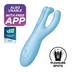 VIBRADOR THREESOME 4 COM APP SATISFYER AZUL - Image 1