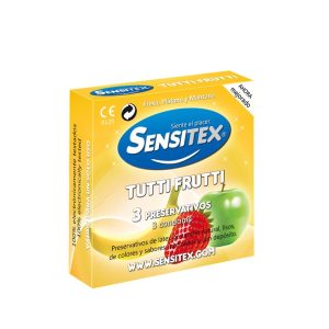 PRESERVATIVOS VEGAN TUTTIFRUTTI 3 UNIDADES SENSITEX - Image 1