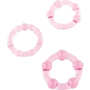 ANÉIS PENIANOS ROSA CONJUNTO DE TRÊS DE SILICONE - Image 1