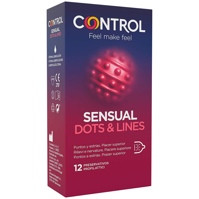 CONTROL - PRESERVATIVOS SENSUAL (PONTOS E LINHAS) | 12 UNIDADES
