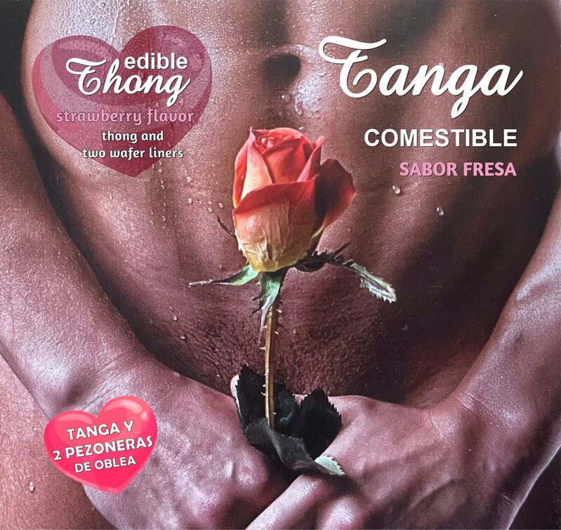 HOTFLOWERS - TANGA MASCULINA+ 2 BICOS WAFER DE MORANGO