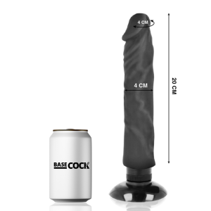 BASECOCK - VIBRADOR REALÍSTICO BASECOCK 2-1 PRETO 20 CM - Image 3