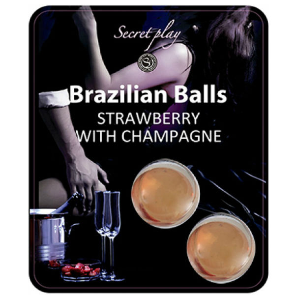 SECRETPLAY - BOLAS DE ÓLEO DE MASSAGEM BRAZILLIAN BALLS (MORANGO E CHAMPANHE)
