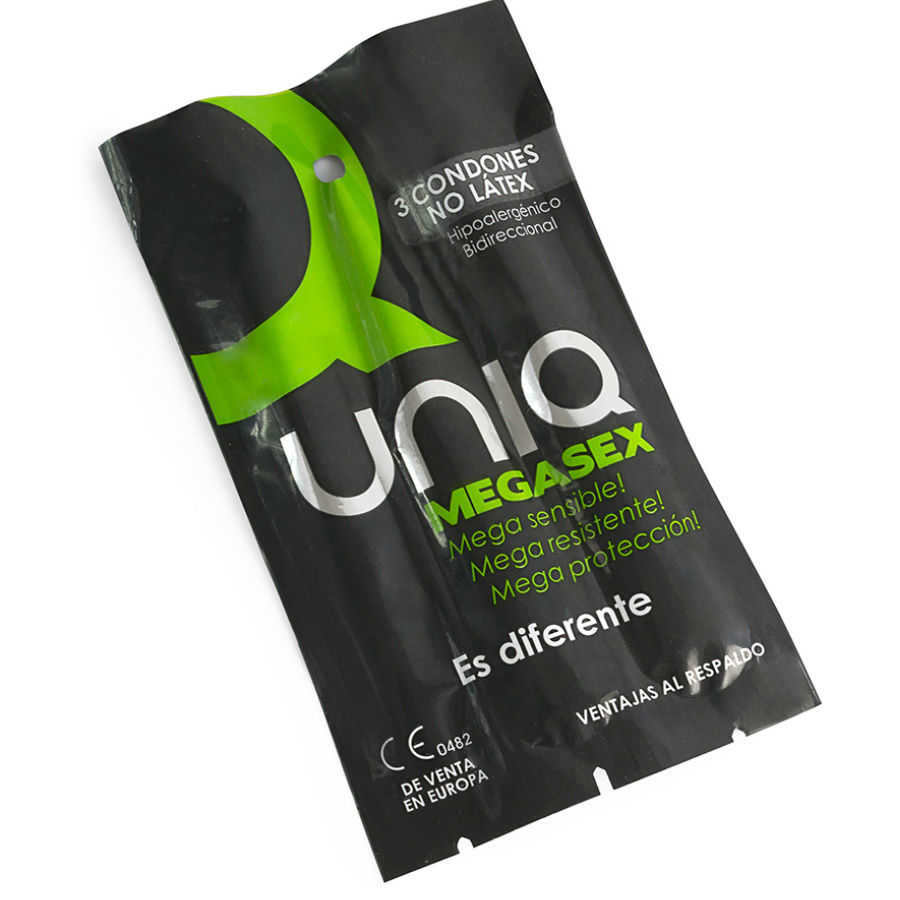 UNIQ - MEGASEX SENSITIVE PRESERVATIVOS SEM LATEX 3 UNIDADES