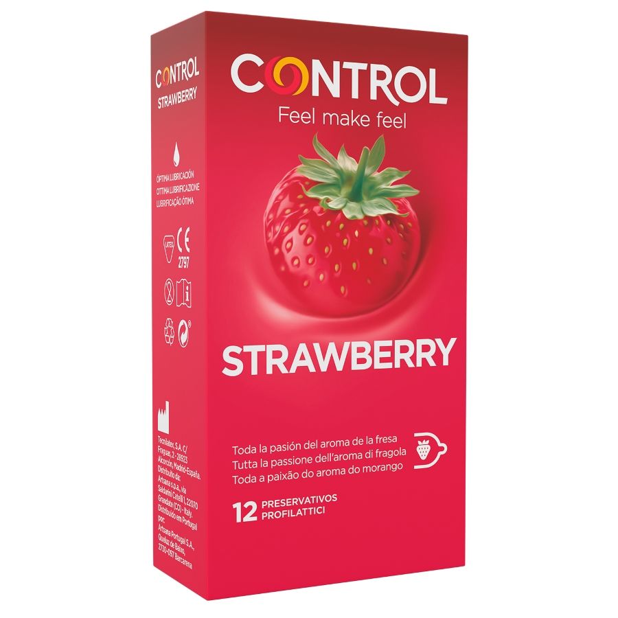 PRESERVATIVOS CONTROL ADAPT (MORANGO) | 12 UNIDADES