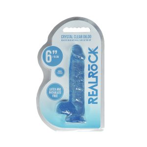 DILDO REALISTA COM TESTÍCULOS CRYSTAL CLEAR 6 /15 CM AZUL REALROCK - Image 1