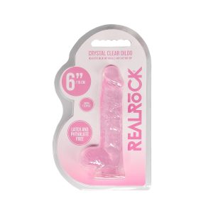 DILDO REALISTA COM TESTÍCULOS CRYSTAL CLEAR 6 /15 CM ROSA REALROCK - Image 2
