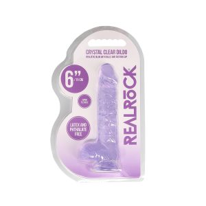 DILDO REALISTA COM TESTÍCULOS CRYSTAL CLEAR 6 /15 CM ROXO REALROCK - Image 1