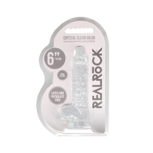 DILDO REALISTA COM TESTÍCULOS CRYSTAL CLEAR 6 /15 CM TRANSPARENTE REALROCK - Image 2