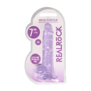 DILDO REALISTA COM TESTÍCULOS CRYSTAL CLEAR 7 /18 CM ROXO REALROCK - Image 1