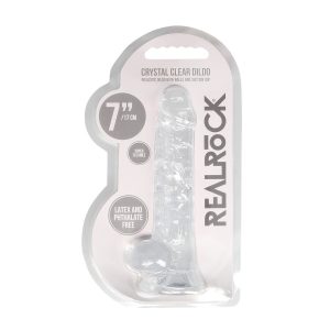 DILDO REALISTA COM TESTÍCULOS CRYSTAL CLEAR 7 /18 CM TRANSPARENTE REALROCK - Image 2
