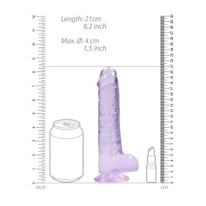 DILDO REALISTA COM TESTÍCULOS CRYSTAL CLEAR 8 /21CM ROXO REALROCK - Image 6