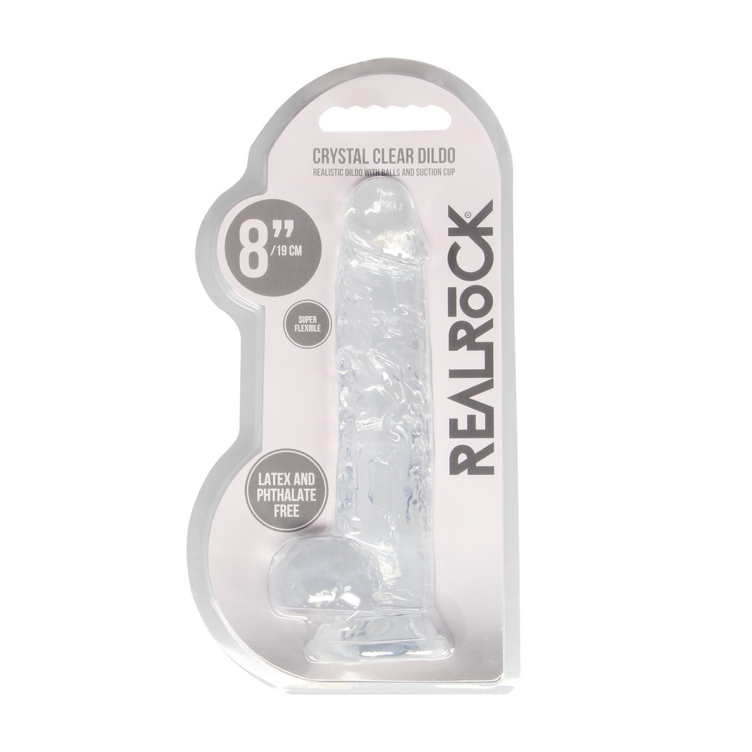 DILDO REALISTA COM TESTÍCULOS CRYSTAL CLEAR 8 /21CM ROSA REALROCK
