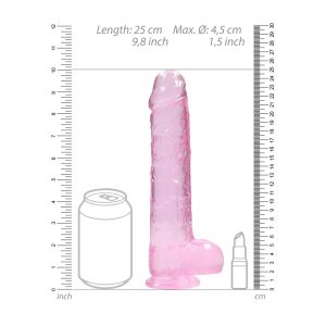 DILDO REALISTA COM TESTÍCULOS CRYSTAL CLEAR 9 /23 CM ROSA REALROCK - Image 6