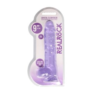 DILDO REALISTA COM TESTÍCULOS CRYSTAL CLEAR 9 /23 CM ROXO REALROCK - Image 1