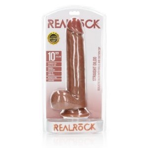 DILDO REALISTA COM TESTÍCULOS STRAIGHT 10 /25,5 CM REALROCK - Image 2