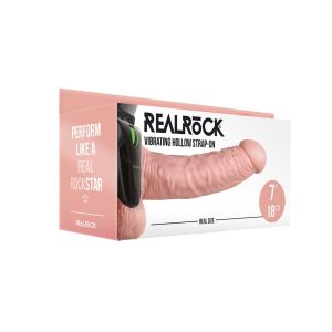STRAP-ON OCO COM TESTÍCULOS E VIBRAÇÃO 7 /18 CM FLESH REALROCK - Image 2