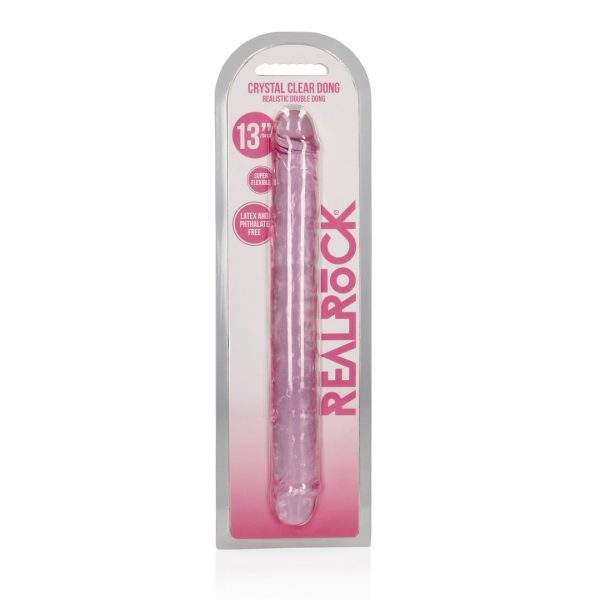 DILDO DUPLO CRYSTAL CLEAR REALISTIC DONG 13 /34 CM ROSA REALROCK