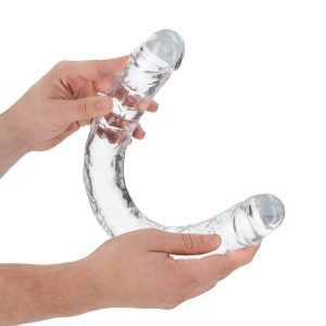 DILDO DUPLO CRYSTAL CLEAR REALISTIC DONG 18 /45 CM TRANSPARENTE REALROCK - Image 6