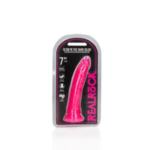 DILDO SLIM REALISTIC DILDO GLOW IN THE DARK 7'' / 18 CM ROSA REALROCK - Image 1
