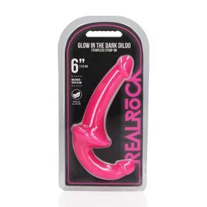STRAP-ON SEM ARNÊS GLOW IN THE DARK 6'' / 13,5 CM ROSA REALROCK - Image 2