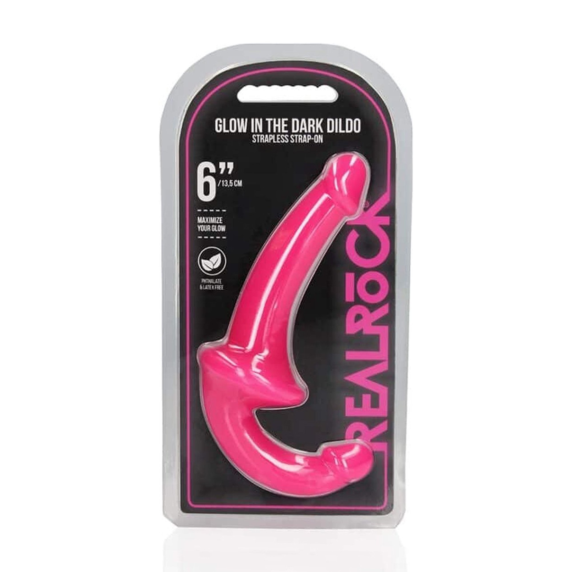 STRAP-ON SEM ARNÊS GLOW IN THE DARK 6'' / 13,5 CM ROSA REALROCK