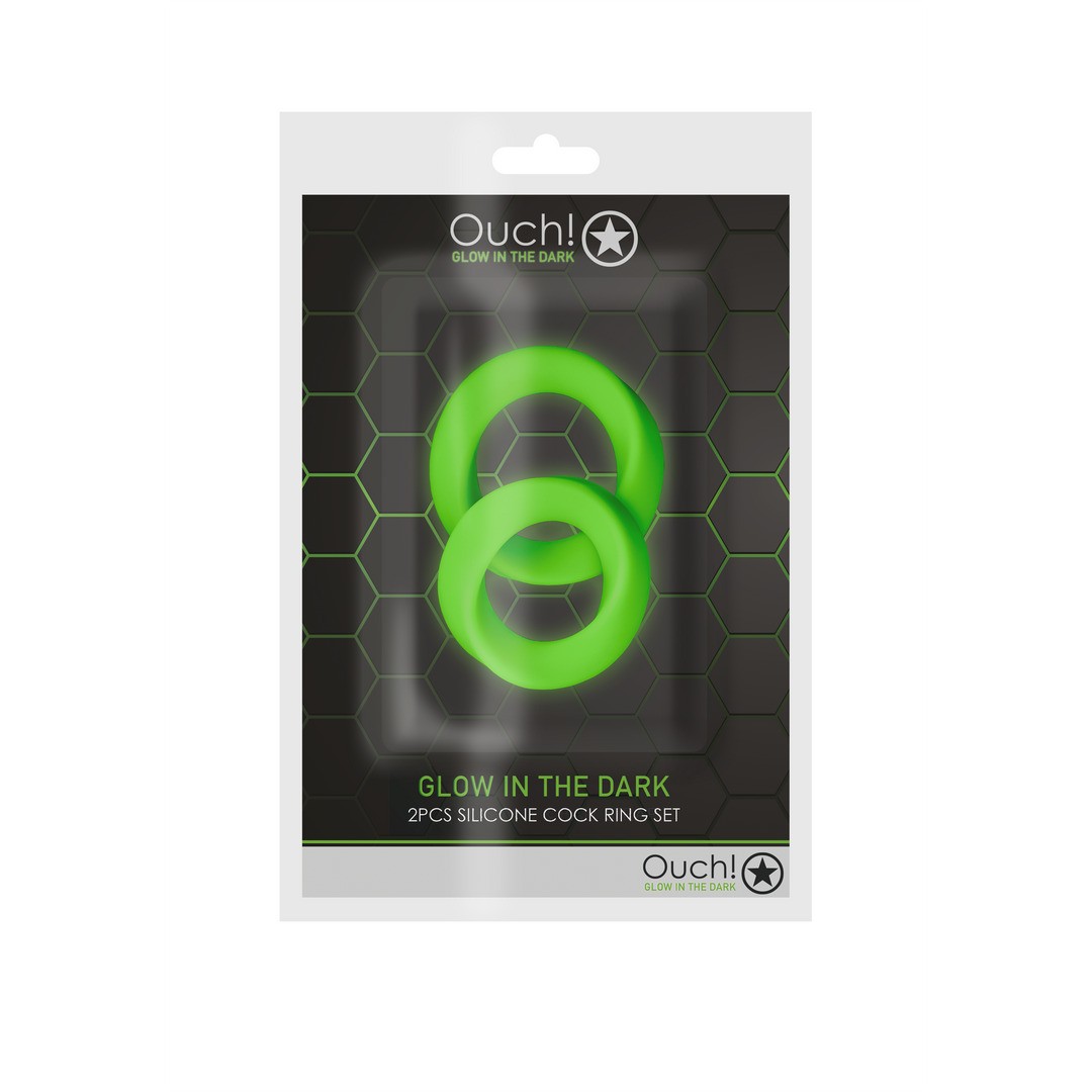 CONJUNTO DE 2 ANÉIS PARA O PÉNIS GLOW IN THE DARK OUCH!