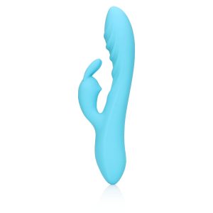 VIBRADOR RIBBED ULTRA SOFT SILICONE RABBIT GLACIAL BLUE LOVELINE - Image 6