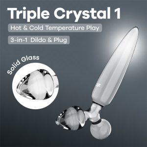 DILDO DE VIDRO COM PLUG TRIPLE CRYSTAL 1 (TRANSPARENTE) - Image 9