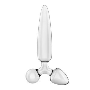 DILDO DE VIDRO COM PLUG TRIPLE CRYSTAL 1 (TRANSPARENTE) - Image 2