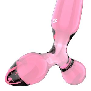 DILDO DE VIDRO COM PLUG TRIPLE CRYSTAL 2 (ROSA) - Image 5