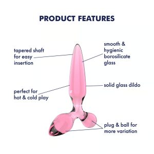 DILDO DE VIDRO COM PLUG TRIPLE CRYSTAL 2 (ROSA) - Image 6