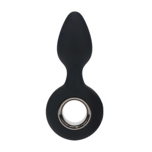 PLUG ANAL DE SILICONE COM VIBRAÇÃO E ALÇA PRETO LEVELZ - Image 1