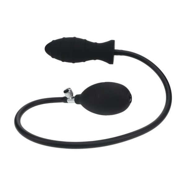 PLUG ANAL DE SILICONE INSUFLÁVEL COM ESTRIAS PRETO LEVELZ