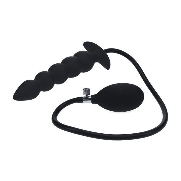PLUG ANAL DE SIICONE INSUFLÁVEL COM PÉROLAS PRETO LEVELZ