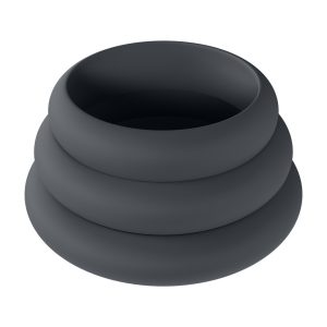 CONJUNTO DE 3 ANÉIS EM SILICONE PARA O PÉNIS WIDE O S/M/L PRETO LEVELZ - Image 1