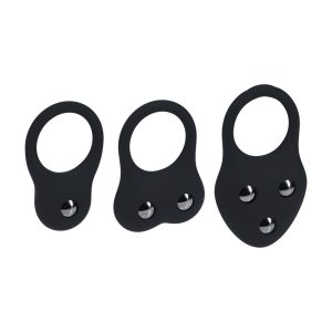 CONJUNTO DE 3 ANÉIS EM SILICONE PARA O PÉNIS COM PESOS S/M/L PRETO LEVELZ - Image 2